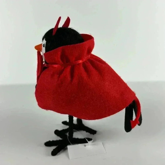 Halloween Black Bird dressed as a little DEVIL NWT 6.5” tall - Picture 3 of 4